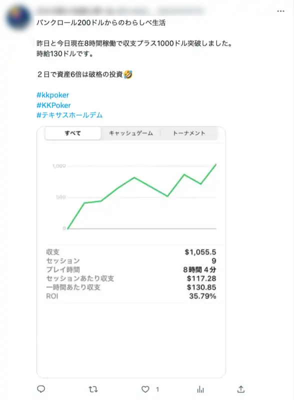 オンラインポーカー　稼ぐ　時給